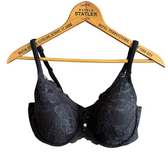 VS floral lace & mesh push up bra black Convertible Straps For Extra Support 38C - Picture 2 of 8